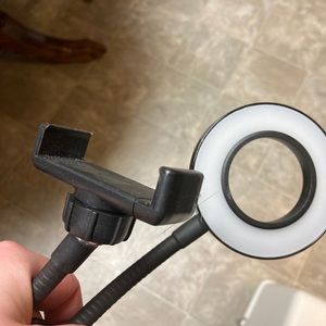 Phone holder and ring light